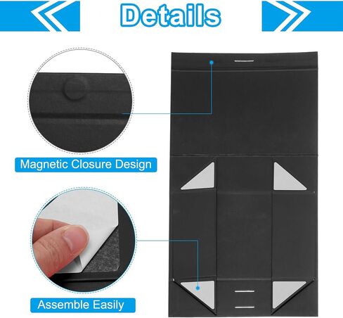 PATIKIL 10x8x3 Inch Magnetic Gift Box, Collapsible Paper Party Favor Boxes with Lid and Ribbon for Wedding Valentine's Day Birthday, Black in Saudi Arabia