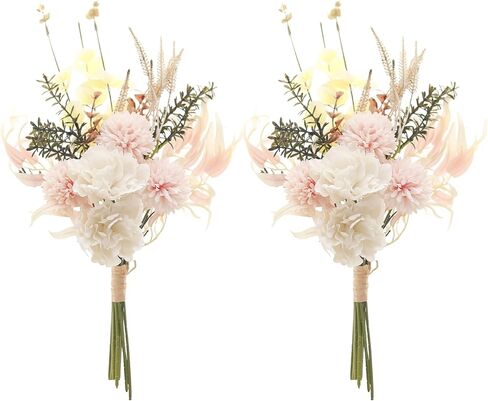 Pack of 2, Artificial Silk Rose Flowers for Home Decoration Fake Floral Bridal Bouquet Wedding Arrangement Coffee Table Centerpieces Flower Decor Props (Pink Peony) in Saudi Arabia