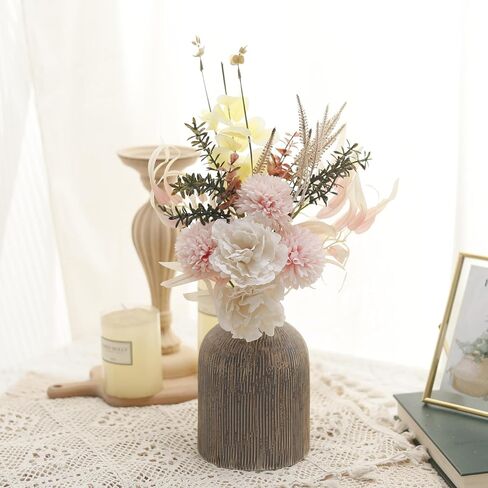 Pack of 2, Artificial Silk Rose Flowers for Home Decoration Fake Floral Bridal Bouquet Wedding Arrangement Coffee Table Centerpieces Flower Decor Props (Pink Peony) in Saudi Arabia
