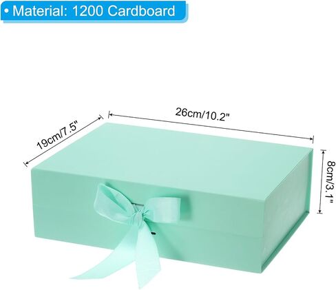 PATIKIL 10x8x3 Inch Magnetic Gift Box, Collapsible Paper Party Favor Boxes with Lid and Ribbon for Wedding Valentine's Day Birthday, Black in Saudi Arabia