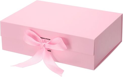 PATIKIL 10x8x3 Inch Magnetic Gift Box, Collapsible Paper Party Favor Boxes with Lid and Ribbon for Wedding Valentine's Day Birthday, Black in Saudi Arabia