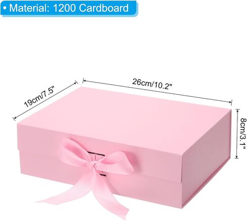 PATIKIL 10x8x3 Inch Magnetic Gift Box, Collapsible Paper Party Favor Boxes with Lid and Ribbon for Wedding Valentine's Day Birthday, Black in Saudi Arabia