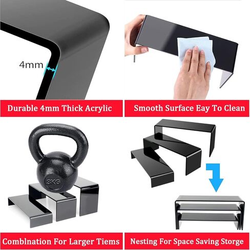 Iridescent Food Risers for Buffet Table, ３ Pc Acrylic Buffet Risers, for Catering, Desserts, Cupcakes, Collectibles, Perfumes, Jewelry, Figures Acrylic Display Risers, Acrylic Risers for Display (3Pc) in Kuwait