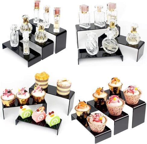 Iridescent Food Risers for Buffet Table, ３ Pc Acrylic Buffet Risers, for Catering, Desserts, Cupcakes, Collectibles, Perfumes, Jewelry, Figures Acrylic Display Risers, Acrylic Risers for Display (3Pc) in Kuwait