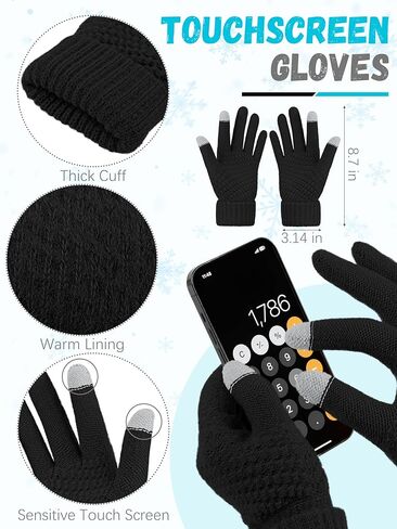 15PCS Womens Winter Gloves Earmuffs Scarf Winter Hats, Touch Screen Gloves Women Plush Ear Warmer Knit Scarf Hat Set Adults in Saudi Arabia