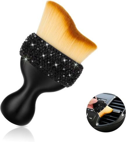 SAVORI Car Detailing Brush Tools Bling Interior Dust Brush, Soft Bristles Detailing Brush Dusting Tool for Automotive Dashboard Air Conditioner Vents Leather Computer Scratch Free (Black) in Saudi Arabia