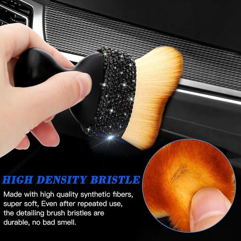 SAVORI Car Detailing Brush Tools Bling Interior Dust Brush, Soft Bristles Detailing Brush Dusting Tool for Automotive Dashboard Air Conditioner Vents Leather Computer Scratch Free (Black) in Saudi Arabia