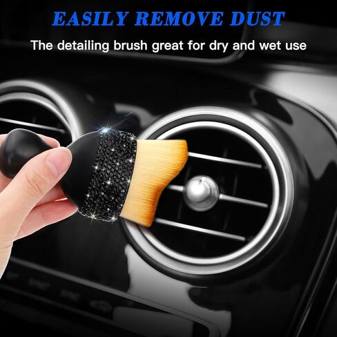 SAVORI Car Detailing Brush Tools Bling Interior Dust Brush, Soft Bristles Detailing Brush Dusting Tool for Automotive Dashboard Air Conditioner Vents Leather Computer Scratch Free (Black) in Saudi Arabia