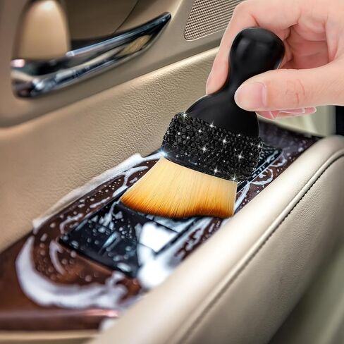 SAVORI Car Detailing Brush Tools Bling Interior Dust Brush, Soft Bristles Detailing Brush Dusting Tool for Automotive Dashboard Air Conditioner Vents Leather Computer Scratch Free (Black) in Saudi Arabia