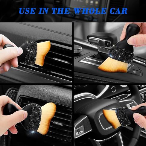 SAVORI Car Detailing Brush Tools Bling Interior Dust Brush, Soft Bristles Detailing Brush Dusting Tool for Automotive Dashboard Air Conditioner Vents Leather Computer Scratch Free (Black) in Saudi Arabia