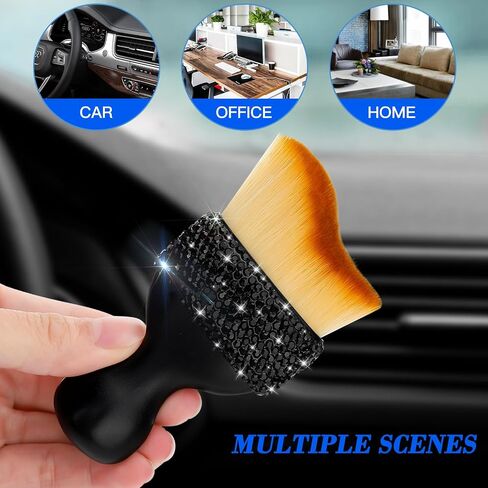 SAVORI Car Detailing Brush Tools Bling Interior Dust Brush, Soft Bristles Detailing Brush Dusting Tool for Automotive Dashboard Air Conditioner Vents Leather Computer Scratch Free (Black) in Saudi Arabia