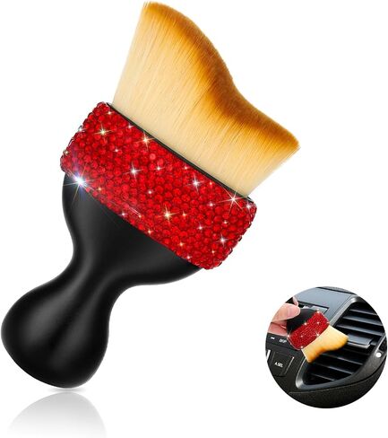 SAVORI Car Detailing Brush Tools Bling Interior Dust Brush, Soft Bristles Detailing Brush Dusting Tool for Automotive Dashboard Air Conditioner Vents Leather Computer Scratch Free (Black) in Saudi Arabia