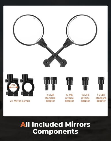 KEMIMOTO ATV Motorcycle Mirrors with 7/8" Handlebar Mount Side Rearview Mirrors Convex Foldable 360 Degrees Adjustment Compatible with Polaris Sportsman Fourtrax Can-Am Kawasaki Arctic Cat CFMOTO in Saudi Arabia
