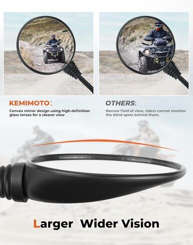 KEMIMOTO ATV Motorcycle Mirrors with 7/8" Handlebar Mount Side Rearview Mirrors Convex Foldable 360 Degrees Adjustment Compatible with Polaris Sportsman Fourtrax Can-Am Kawasaki Arctic Cat CFMOTO in Saudi Arabia