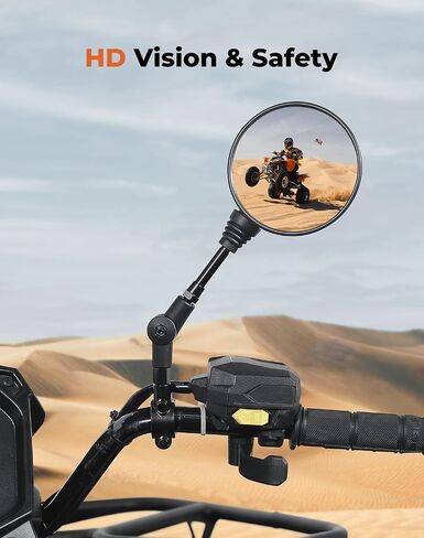 KEMIMOTO ATV Motorcycle Mirrors with 7/8" Handlebar Mount Side Rearview Mirrors Convex Foldable 360 Degrees Adjustment Compatible with Polaris Sportsman Fourtrax Can-Am Kawasaki Arctic Cat CFMOTO in Saudi Arabia