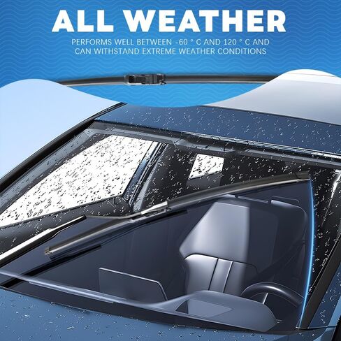 Windshield Wiper Blades, Car Wiper Blade, Premium All-Season Windshield Wiper Blades, Wiper Blades Easy Install & Durable Stable Quiet Universal Car Accessories for Most Car (24IN+19IN) in Kuwait