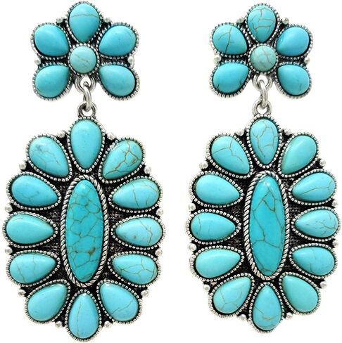 Western Turquoise Squash Blossom Post Earrings Navajo in Kuwait