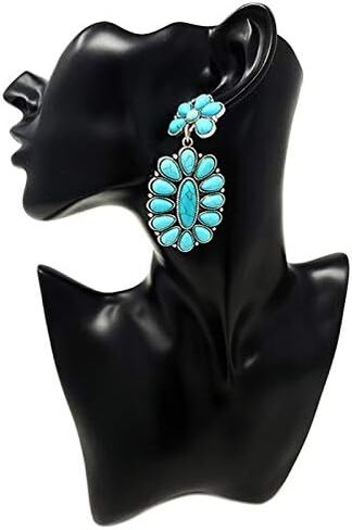 Western Turquoise Squash Blossom Post Earrings Navajo in Kuwait