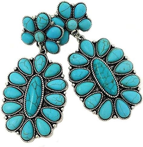 Western Turquoise Squash Blossom Post Earrings Navajo in Kuwait