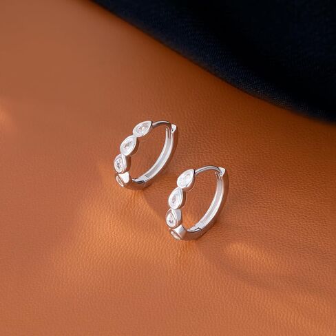 SLUYNZ الصلبة 925 فضة صغيرة الدمعة هوب أقراط للنساء المراهقين تشيكوسلوفاكيا Waterdrop هوب أقراط Huggie إنفينيتي أقراط in Saudi Arabia