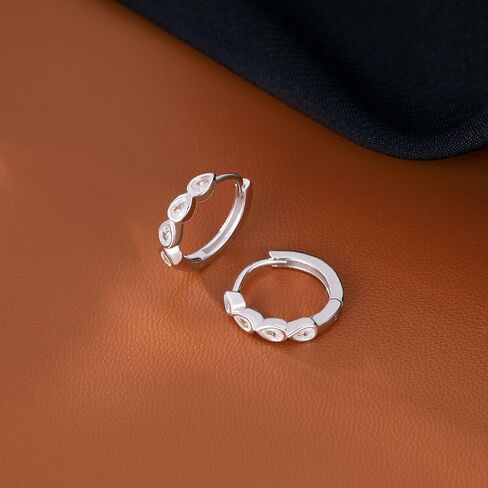 SLUYNZ الصلبة 925 فضة صغيرة الدمعة هوب أقراط للنساء المراهقين تشيكوسلوفاكيا Waterdrop هوب أقراط Huggie إنفينيتي أقراط in Saudi Arabia