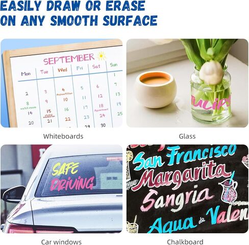 أقلام تحديد الطباشير Simetufy - 10 قطع نابضة بالحياة، قابلة للمسح، غير سامة، مائية، أطراف قابلة للعكس، للأطفال والكبار لأقلام التحديد الزجاجية أو السبورة للشركات والمطاعم وأقلام الطباشير السائل (6 مم) in Kuwait