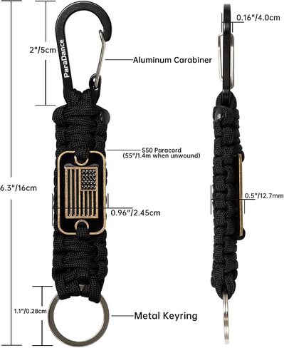 Paracord Keychain Carabiner with Cool USA Flag for Men/Women, Heavy Duty Key Chain with Clip for Car Keys/Backpack in Saudi Arabia