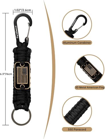 Paracord Keychain Carabiner with Cool USA Flag for Men/Women, Heavy Duty Key Chain with Clip for Car Keys/Backpack in Saudi Arabia