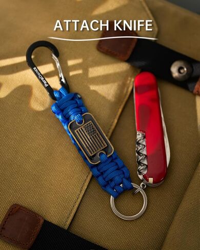 Paracord Keychain Carabiner with Cool USA Flag for Men/Women, Heavy Duty Key Chain with Clip for Car Keys/Backpack in Saudi Arabia