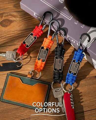 Paracord Keychain Carabiner with Cool USA Flag for Men/Women, Heavy Duty Key Chain with Clip for Car Keys/Backpack in Saudi Arabia