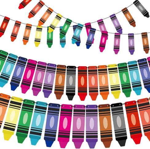 Back to School Banner Colorful Cute Crayon Banner Garland Welcome Back to School Decor First Day of School Banner Crayon Classroom Decor for Preschool Elementary Teacher Office(8 Strings) in Saudi Arabia