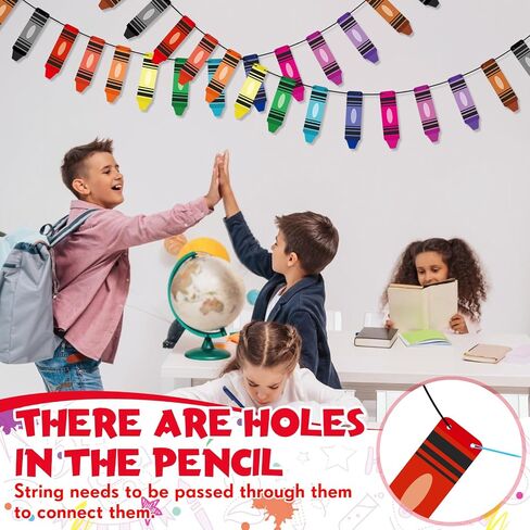 Back to School Banner Colorful Cute Crayon Banner Garland Welcome Back to School Decor First Day of School Banner Crayon Classroom Decor for Preschool Elementary Teacher Office(8 Strings) in Saudi Arabia