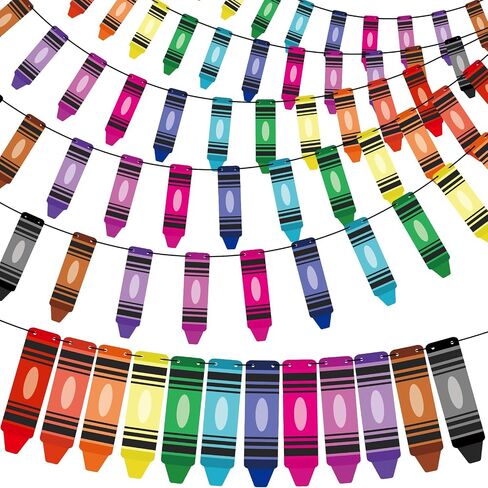 Back to School Banner Colorful Cute Crayon Banner Garland Welcome Back to School Decor First Day of School Banner Crayon Classroom Decor for Preschool Elementary Teacher Office(8 Strings) in Saudi Arabia
