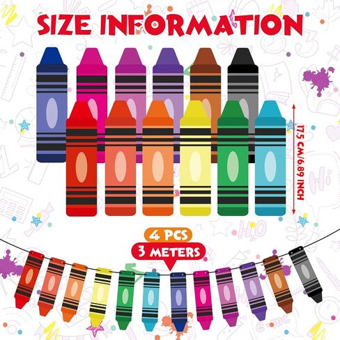 Back to School Banner Colorful Cute Crayon Banner Garland Welcome Back to School Decor First Day of School Banner Crayon Classroom Decor for Preschool Elementary Teacher Office(8 Strings) in Saudi Arabia