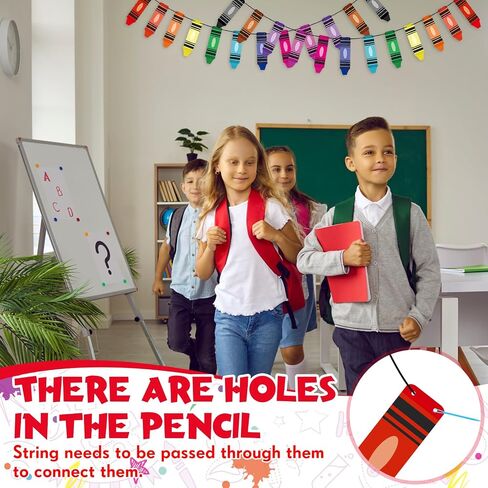 Back to School Banner Colorful Cute Crayon Banner Garland Welcome Back to School Decor First Day of School Banner Crayon Classroom Decor for Preschool Elementary Teacher Office(8 Strings) in Saudi Arabia