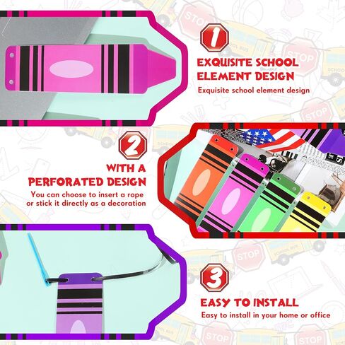 Back to School Banner Colorful Cute Crayon Banner Garland Welcome Back to School Decor First Day of School Banner Crayon Classroom Decor for Preschool Elementary Teacher Office(8 Strings) in Saudi Arabia