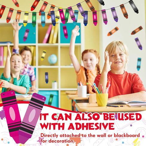 Back to School Banner Colorful Cute Crayon Banner Garland Welcome Back to School Decor First Day of School Banner Crayon Classroom Decor for Preschool Elementary Teacher Office(8 Strings) in Saudi Arabia