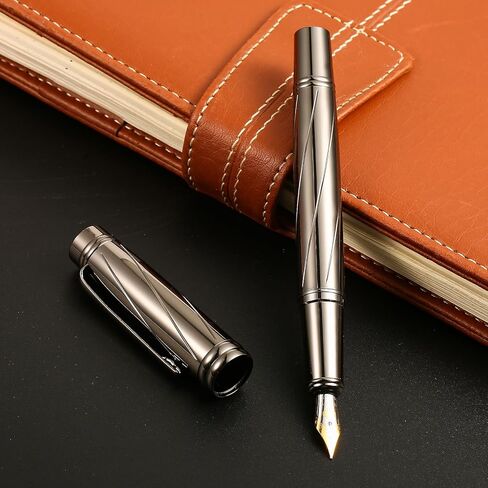قلم حبر معدني فاخر من Amaxiu، قلم حبر رفيع عالي التحمل متوافق مع خراطيش حبر 3.4 مم هدية قلم الخط التنفيذي لمكتب العمل in Kuwait