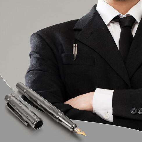 قلم حبر معدني فاخر من Amaxiu، قلم حبر رفيع عالي التحمل متوافق مع خراطيش حبر 3.4 مم هدية قلم الخط التنفيذي لمكتب العمل in Kuwait