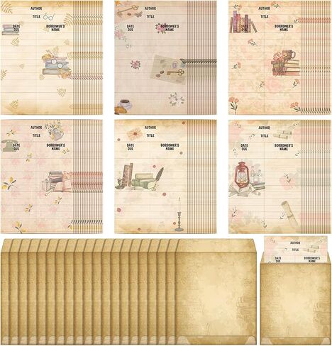 240 Set Library Book Pockets and Library Book Checkout Books Library Cards Catalog Checkout Cards and Self Adhesive Library Pocket Envelopes Library Pockets Pouches Sleeves for School Office Classroom in Saudi Arabia