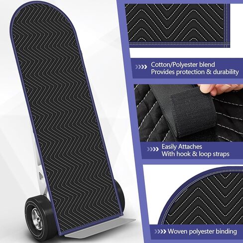 Blosssound 2 Pieces Quilted Hand Truck Cover 50" x 16" Rounded Top Appliance Dolly Cover Appliance Dolly Parts Woven Cotton/Polyester Hand Truck Pad Quilted Furniture Pad in Saudi Arabia