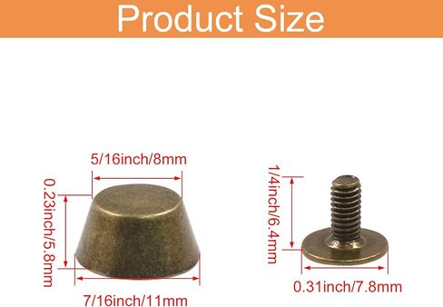 Hitefu 12 Pack 5/16" Height Spikes and Studs 8mm Handbag Feet Screwback Studs Nailheads for Luggage Bags Shoes DIY Purse Handbag Craft, Ancient Bronze Cone Studs Rivet Bullet Spikes in Saudi Arabia