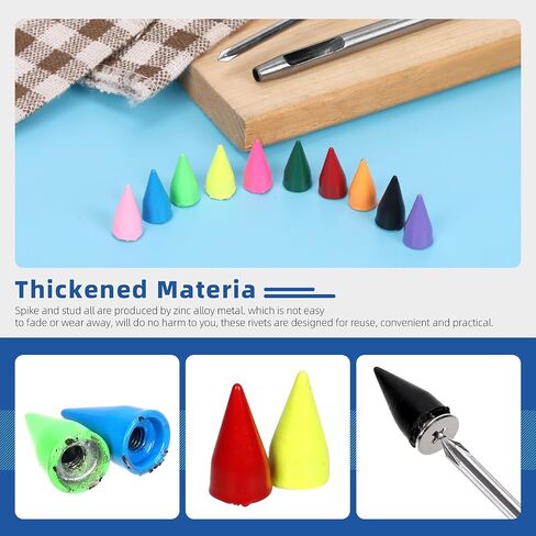 Glarks 150 Sets Colorful Cone Spikes Studs Kit, 14mm Punk Bullet Cone Studs and Spikes, Leather Metal Tree Screw Back Rivets for Leather Craft Clothing Shoes Belts Bags Pet Collars DIY Accessories in Saudi Arabia