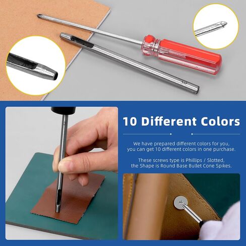Glarks 150 Sets Colorful Cone Spikes Studs Kit, 14mm Punk Bullet Cone Studs and Spikes, Leather Metal Tree Screw Back Rivets for Leather Craft Clothing Shoes Belts Bags Pet Collars DIY Accessories in Saudi Arabia
