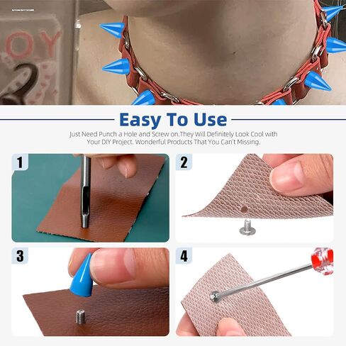 Glarks 150 Sets Colorful Cone Spikes Studs Kit, 14mm Punk Bullet Cone Studs and Spikes, Leather Metal Tree Screw Back Rivets for Leather Craft Clothing Shoes Belts Bags Pet Collars DIY Accessories in Saudi Arabia