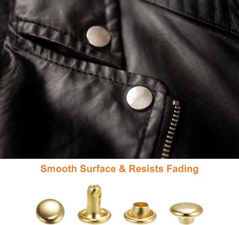 HARFINGTON 100 Sets Leather Rivets 8mm x 10mm Metal Double Cap Rivet Snaps Studs Fasteners with 3pcs Setting Tools Rivets for Leather Craft DIY Repair Decoration, Matte Black in Saudi Arabia