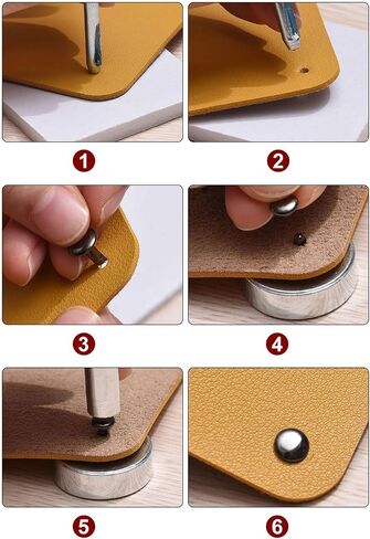 HARFINGTON 100 Sets Leather Rivets 8mm x 10mm Metal Double Cap Rivet Snaps Studs Fasteners with 3pcs Setting Tools Rivets for Leather Craft DIY Repair Decoration, Matte Black in Saudi Arabia