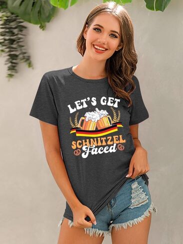Oktoberfest Shirt German Flag Shirts - 2024 Festival T-Shirt Let’s Get Schnitzel Faced Tee Casual Crewneck Tops in Saudi Arabia