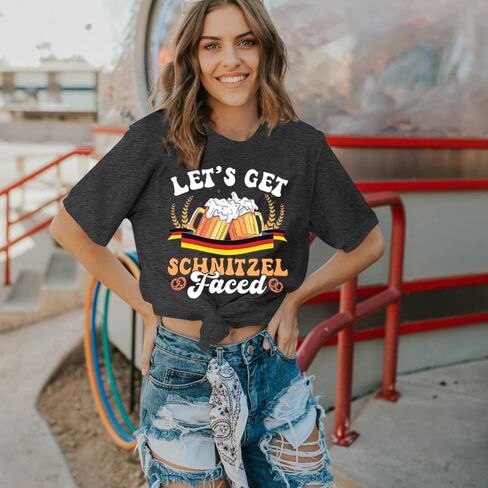 Oktoberfest Shirt German Flag Shirts - 2024 Festival T-Shirt Let’s Get Schnitzel Faced Tee Casual Crewneck Tops in Saudi Arabia