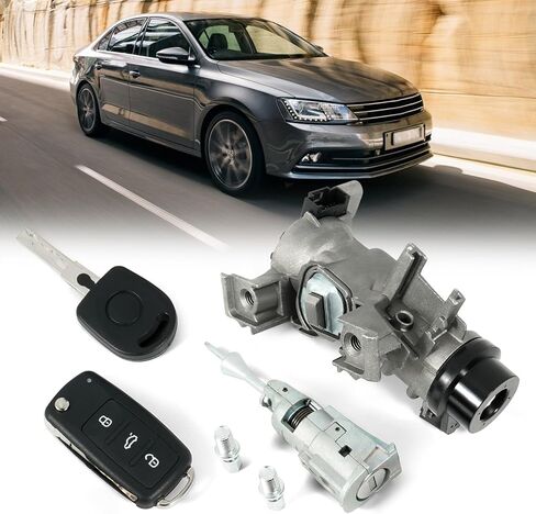 1K0905851B أسطوانة قفل الإشعال مع مفاتيح، تناسب 2003-2013 VW Jetta، Golf، Rabbit، Tiguan، Audi A3، TT، استبدال #1K0905841، 1K0905865 in Kuwait